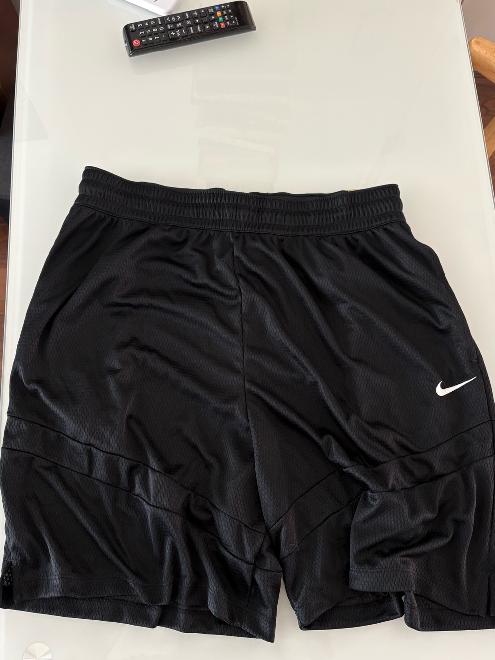 Nike Men’s Black Athletic Shorts with White Swoosh